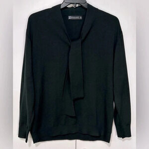 New York & Company Women XL Lightweight Black Knit Sweater V Neck Long Sleeve